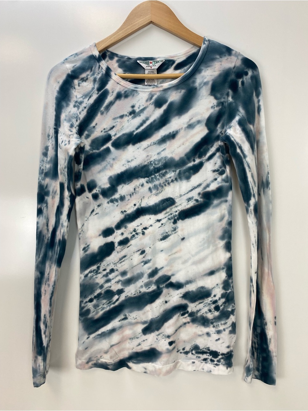 Hard Tail Tie-Dye Long Sleeve Crewneck Top - Blue, Pink & White